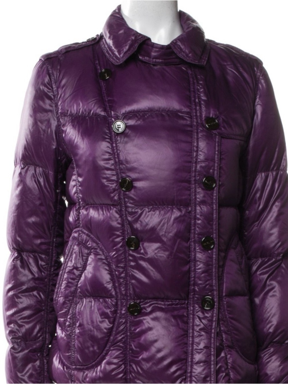 Burberry London Vintage Women's Purple Quilted Puffer Coat Size 10